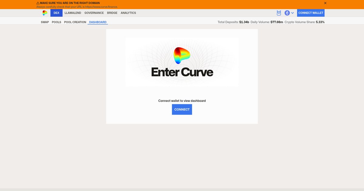 Screenshot of the Curve Finance dashboard with gauge rewards and CRV emissions